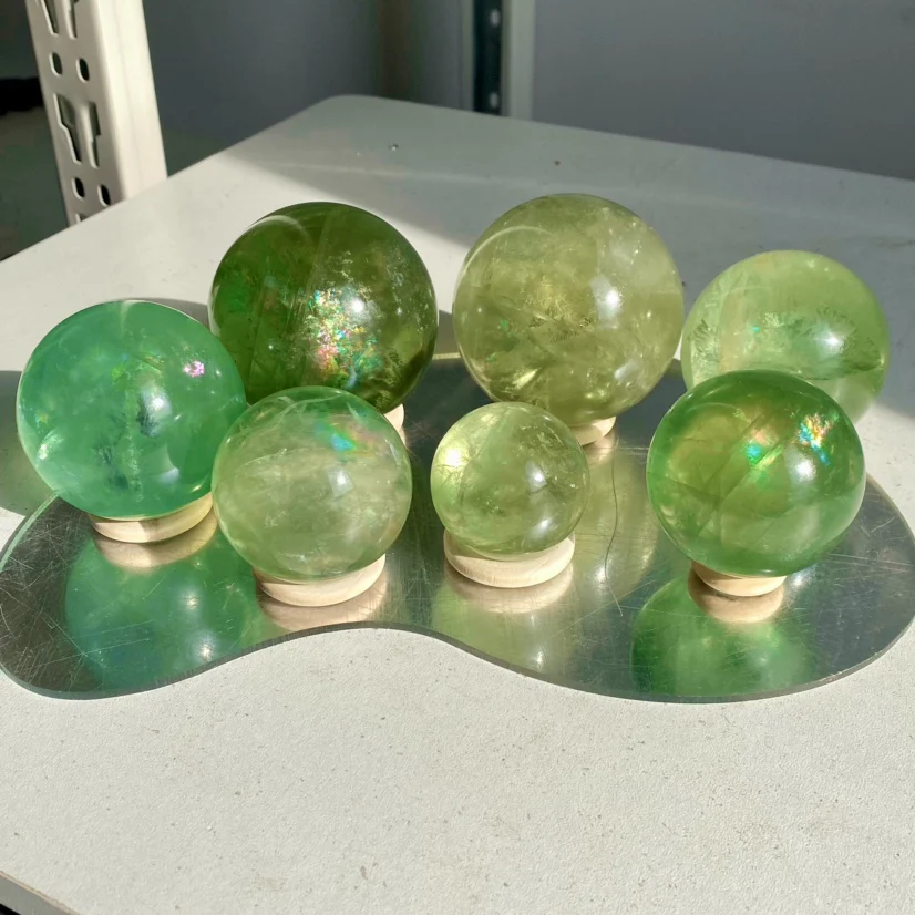 Apple Green Fluorite Spheres