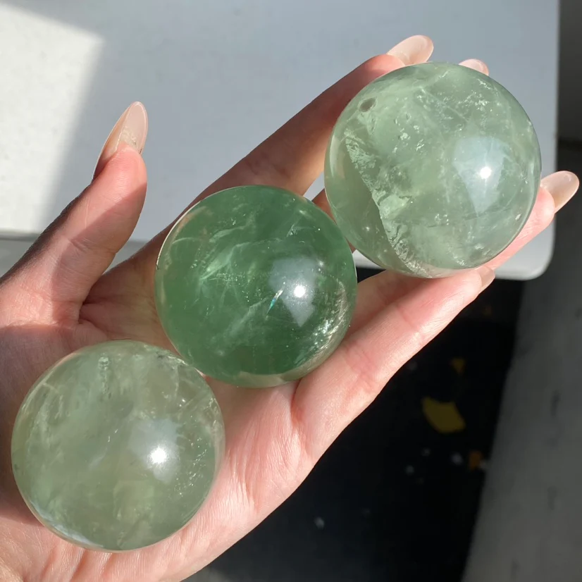 Apple Green Fluorite Spheres - Image 3