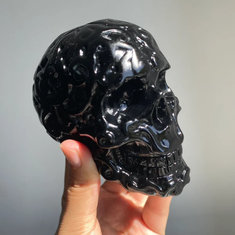 Obsidian Flower Skull - Image 2
