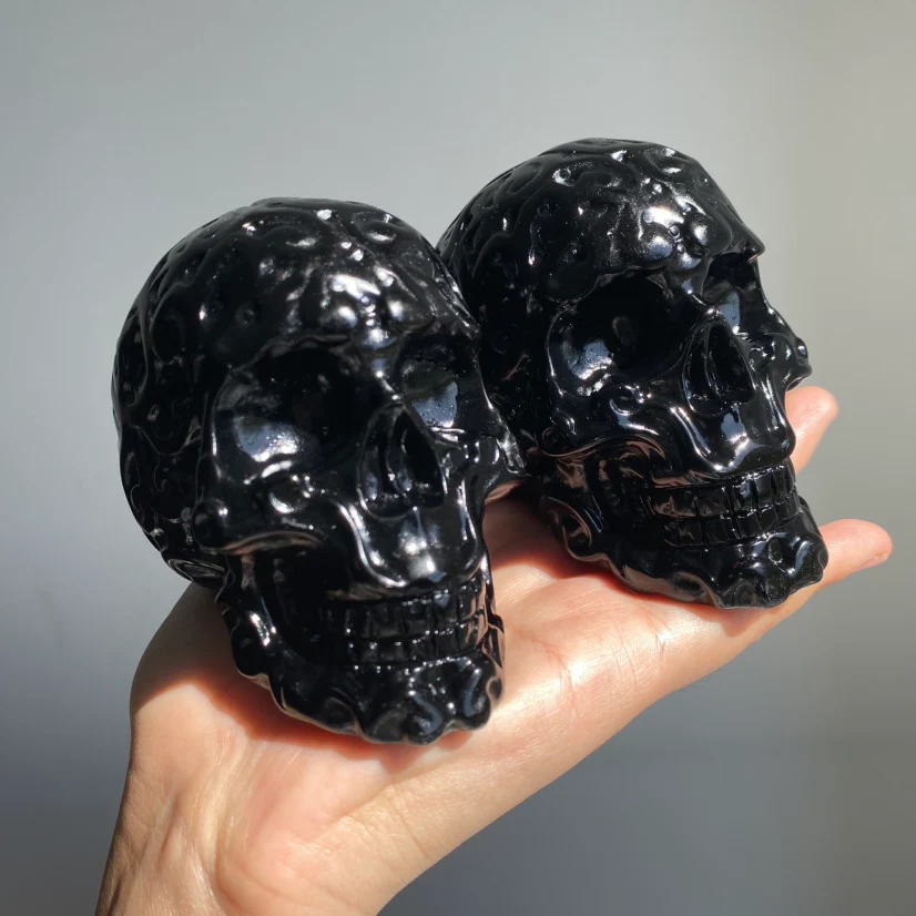 Obsidian Flower Skull - Image 3