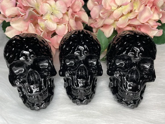 Obsidian Flower Skull - Image 4