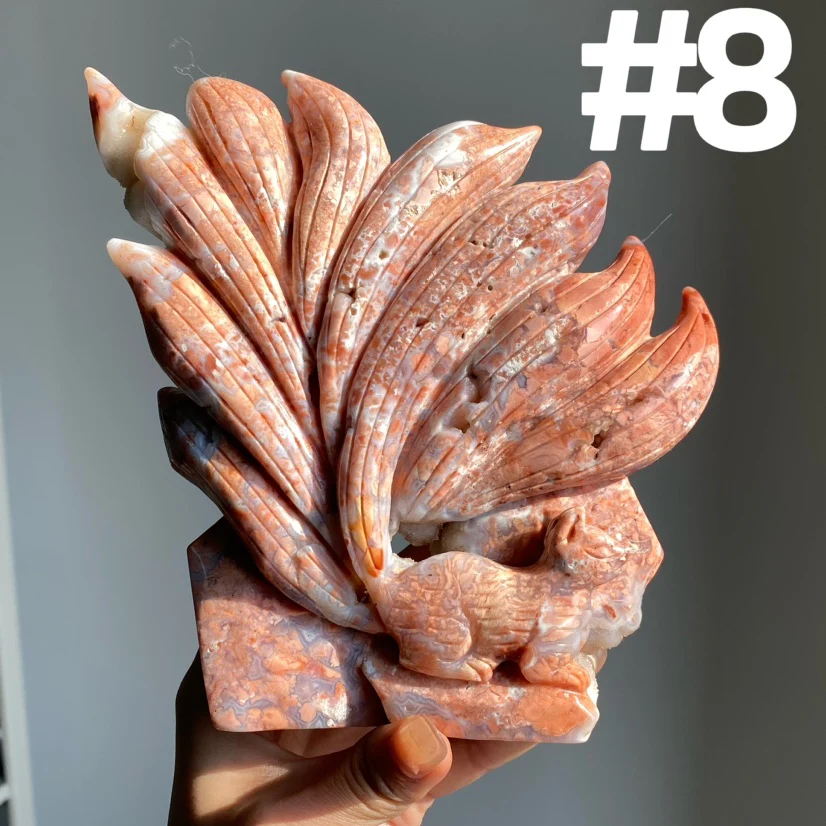 Big Pink Agate Carvings - Image 3