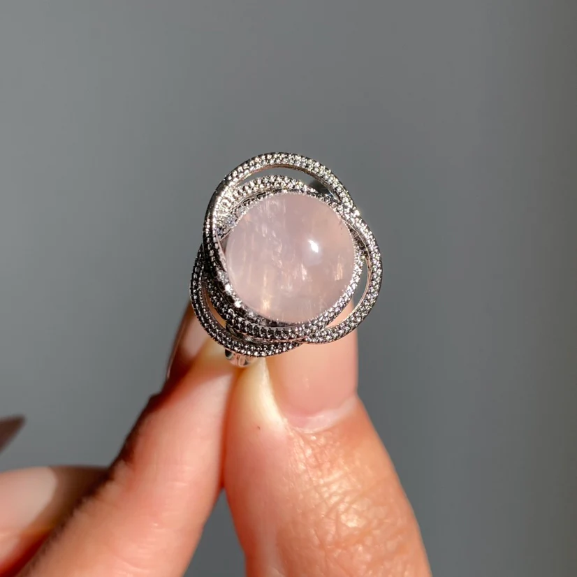 Rose Quartz Fidget Spinner Ring