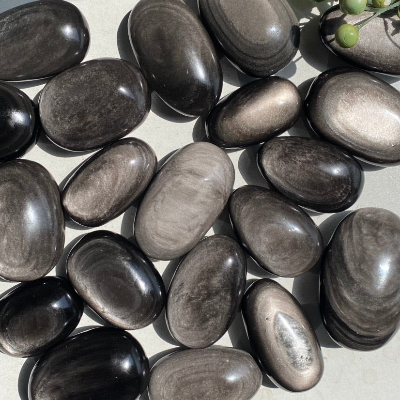 Silver Sheen Obsidian Palmstone - Image 3
