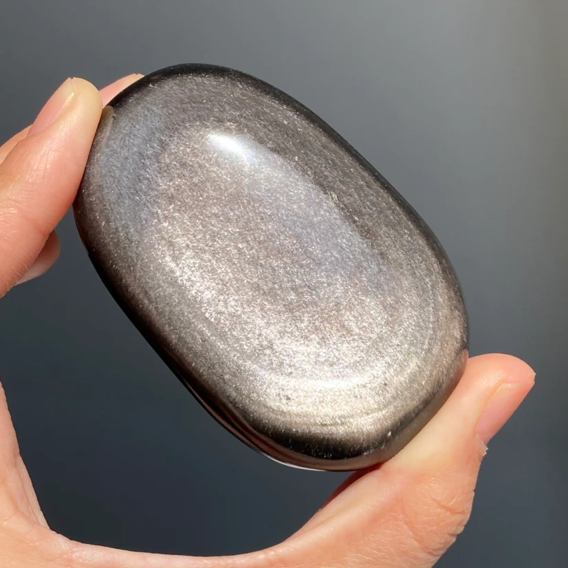 Silver Sheen Obsidian Palmstone - Image 4