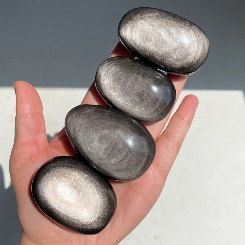 Silver Sheen Obsidian Palmstone - Image 5