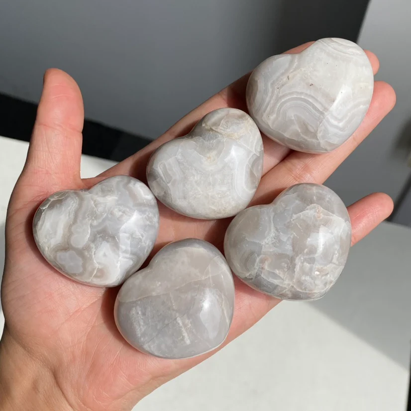 White Mexician Agate Heart - Image 4