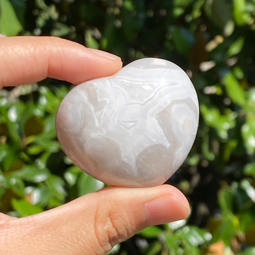 White Mexician Agate Heart - Image 7